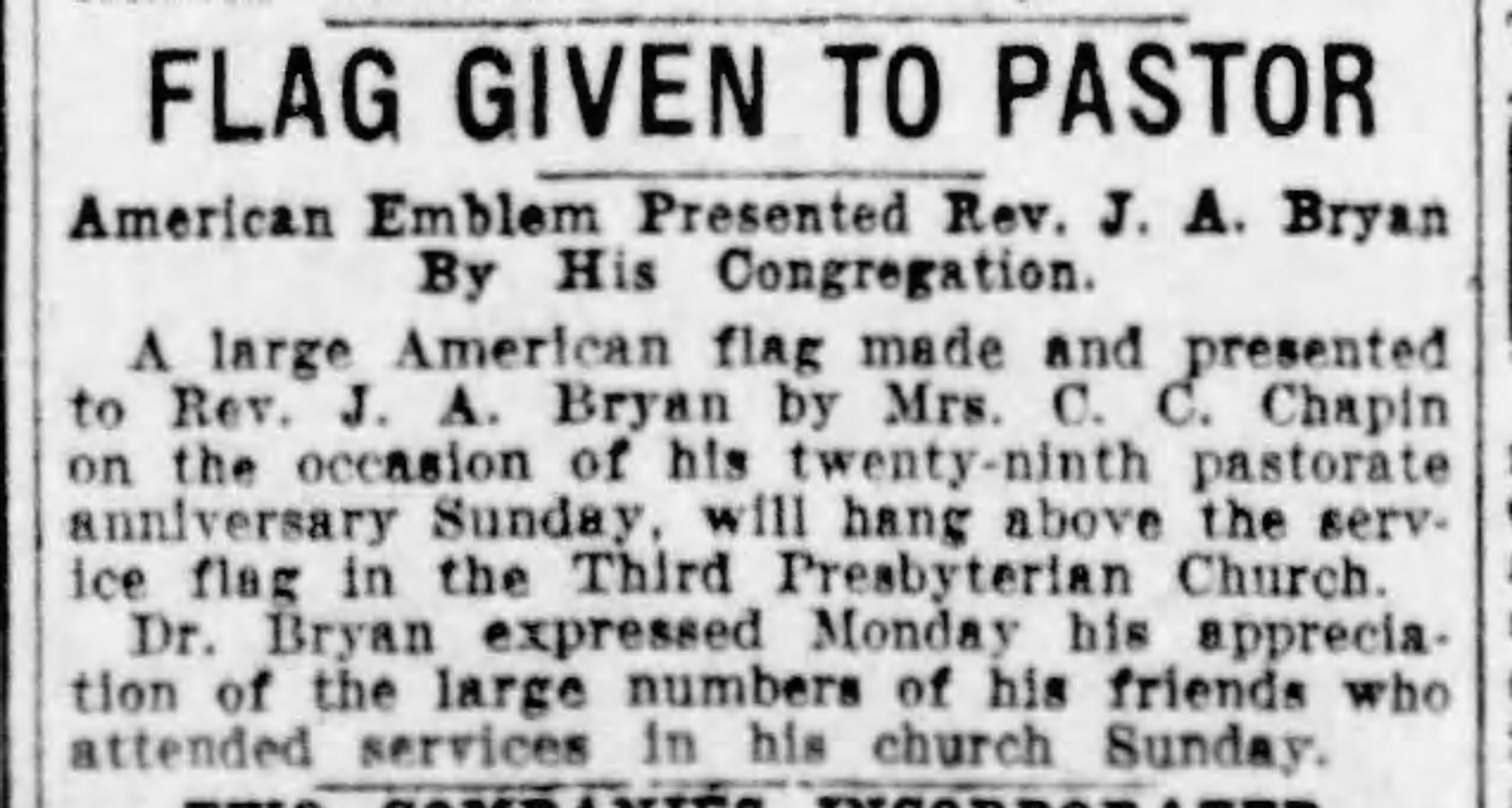 Flag Given To Pastor